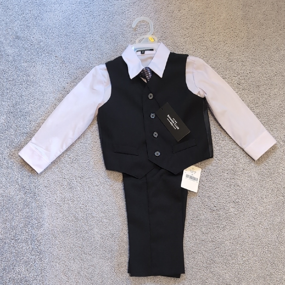 Black and Lavender Button Down Formal Suit Set